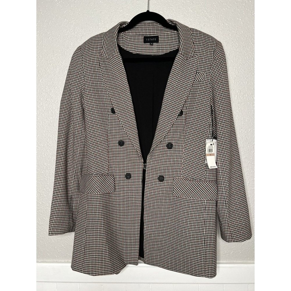 Womens Double Breasted Checkered Blazer Autumnal Tones Size 12